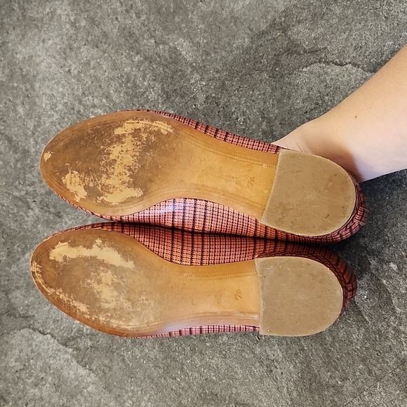 Sam Edelman slip on rain loafer pink red plaid size 7.5 - Picture 8 of 8